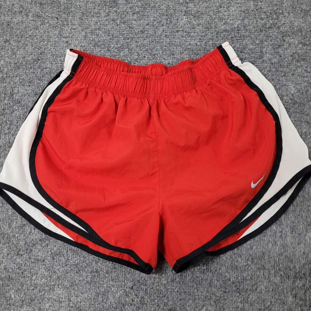 Nike Athletic Shorts Womens Size S Red Dri-Fit Running Mesh Trim Activewear